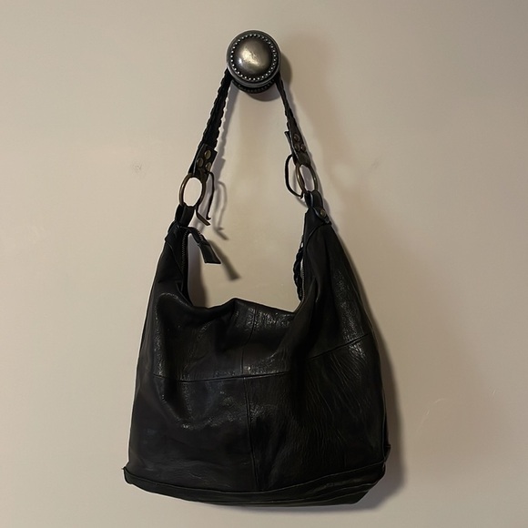 Tano Made in Italy dark brown leather shoulder bag braided details - Picture 3 of 10